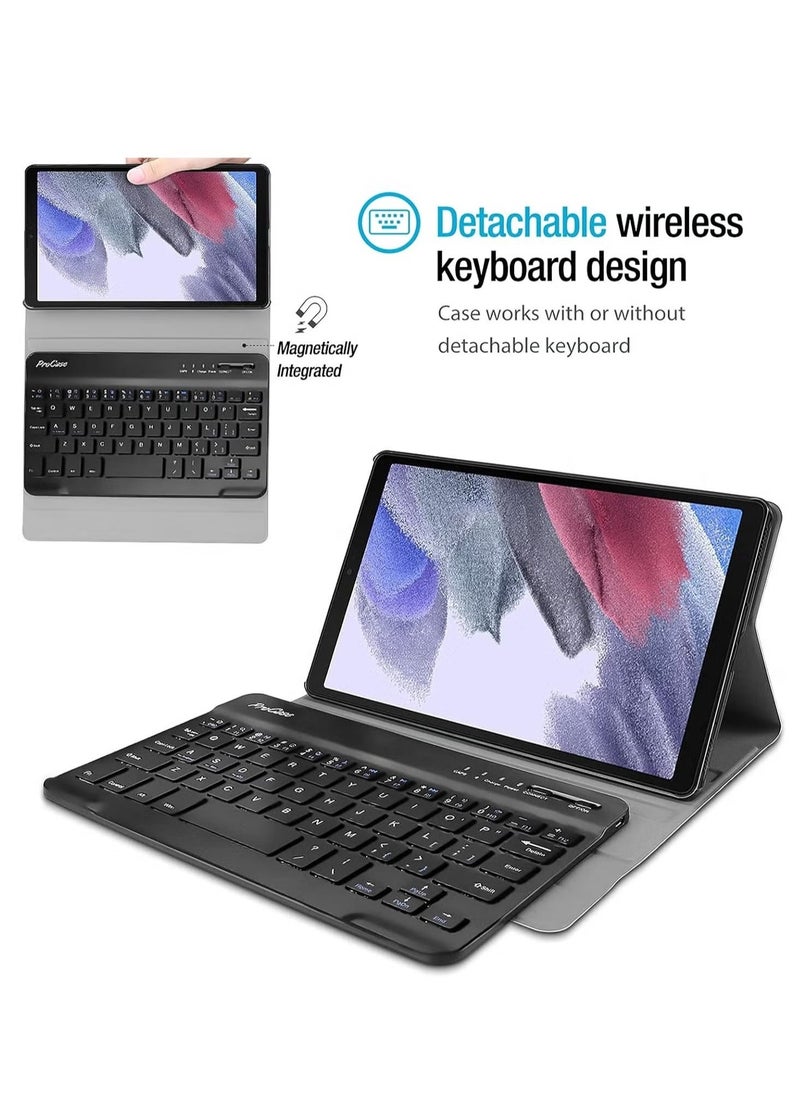 TIGER - Tab A7 Lite 8.7 Inch 2021 Keyboard Case (SM-T220 T225 T227) – PU Leather Cover with Magnetically Detachable Wireless Keyboard for Galaxy Tab A7 Lite 2021 Release, Black - Image 1