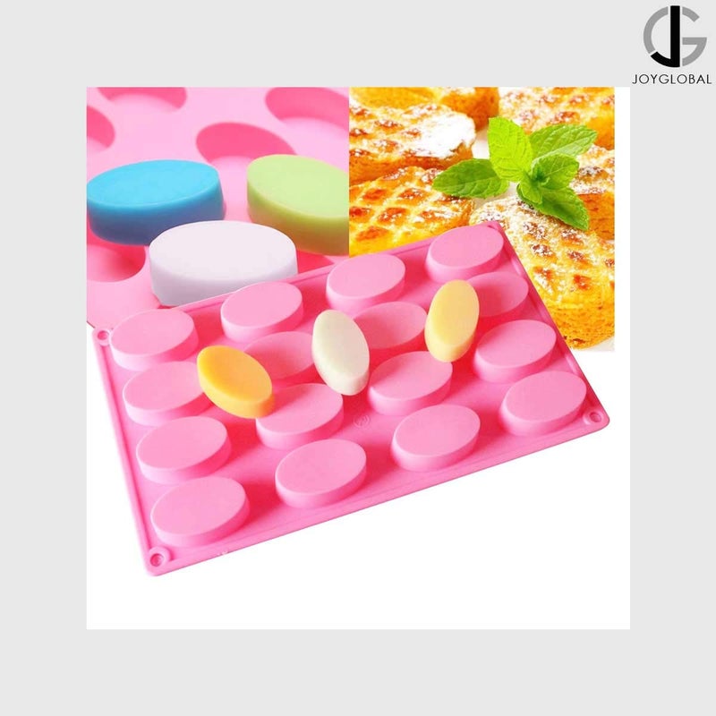 JoyGlobal Silicone 16 Cavity Oval Shape Chocolate Soap All Purpose Mold SoapWaxChocolate Weight 2022 Grams - Image 2