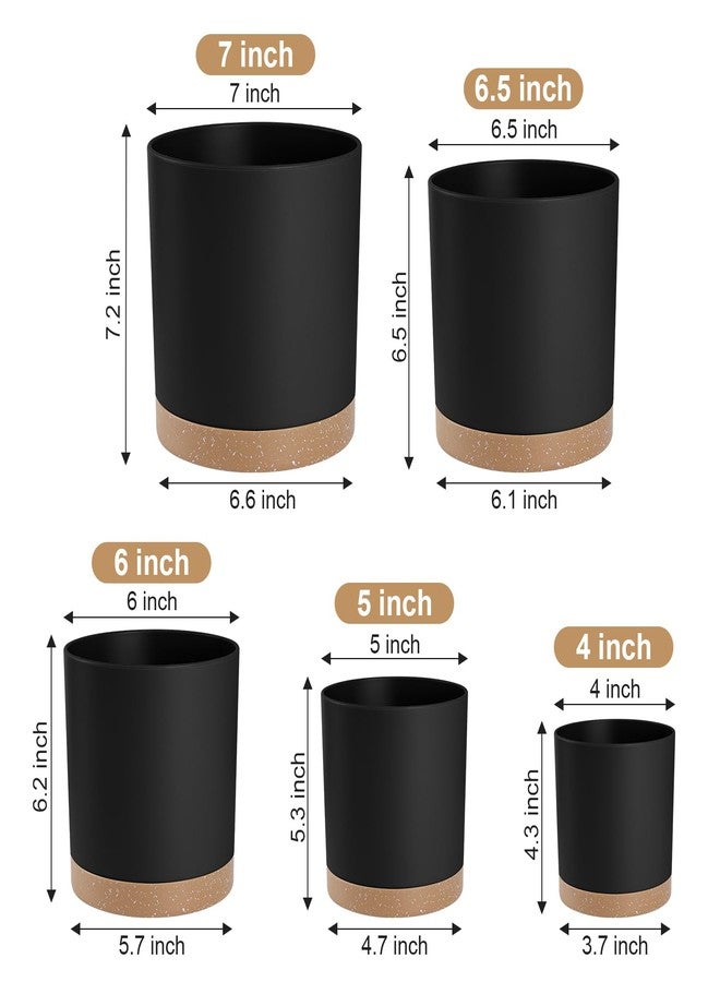 YNNICO Indoor Outdoor Plant Pots Set of 5 with Drainage Holes and Saucers,7, 6.5, 6, 5, 4 Inch, Black. - Image 2