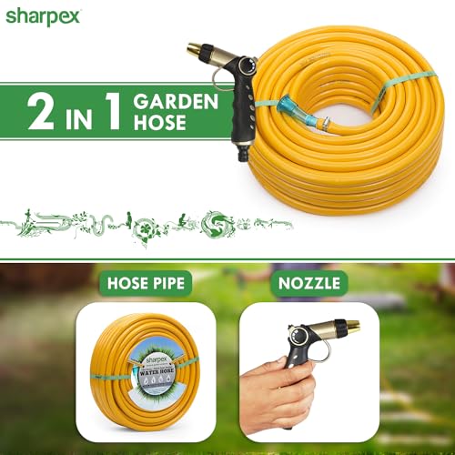 Sharpex Professional Thumb Control Garden Hose Nozzle with 30 MT Pipe -Water Hose Spray Nozzle Heavy Duty Thumb Control -Suitable for Watering Lawn and Garden (Black and Gold) - Image 2