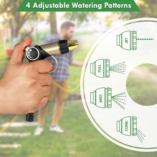 Sharpex Professional Thumb Control Garden Hose Nozzle with 30 MT Pipe -Water Hose Spray Nozzle Heavy Duty Thumb Control -Suitable for Watering Lawn and Garden (Black and Gold) - Image 4