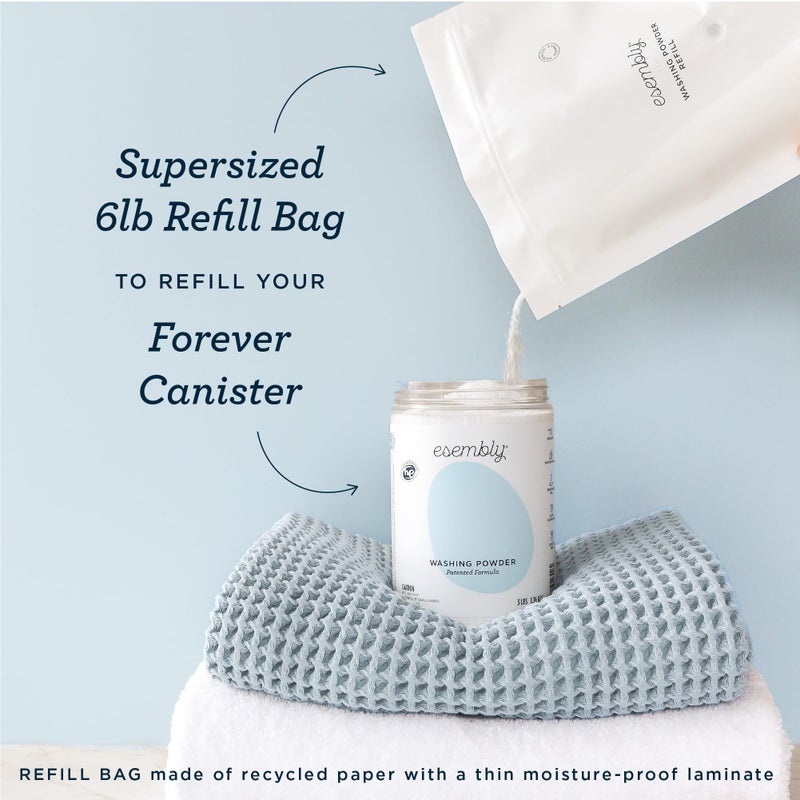 Esembly Laundry Washing Powder â€“ HE Mineral Based Detergent for All Household Laundry and Cloth Diapers â€“ Patented, Fragrance-Free, EWG Verified, Earth-Friendly, (6lb Refill Bag No Scoop) - Image 4