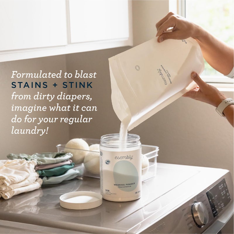 Esembly Laundry Washing Powder â€“ HE Mineral Based Detergent for All Household Laundry and Cloth Diapers â€“ Patented, Fragrance-Free, EWG Verified, Earth-Friendly, (6lb Refill Bag No Scoop) - Image 5