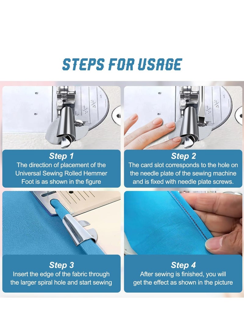 Generic - 8PCS Sewing Rolled Hemmer Foot Set, 8 Sizes Wide Narrow Rolled Hem Sewing Machine Presser Foot,Home Industrial Curved Scroll Hemmer Foot with16pcs Screws,Seam Guide for Sewing Machine - Image 1