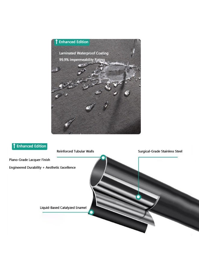 والالا قطعتان من قضبان ستارة الحمام الزاوية القابلة للتمديد من الفولاذ المقاوم للصدأ، قضيب ستارة معدني مربع الشكل على شكل حرف U منحني بزاوية 90 درجة، قضيب حوض استحمام منحني مع ستارة مقاومة للماء، خطاف - Image 4