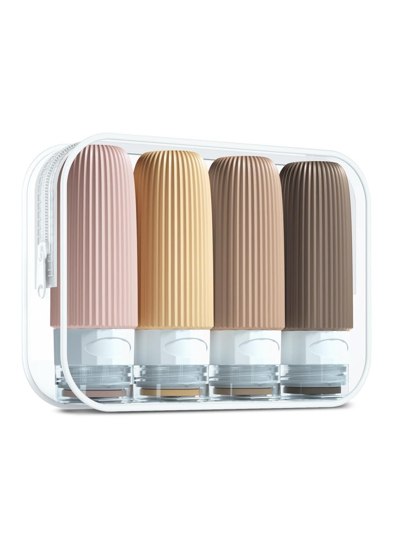 KASTWAVE 4Pcs Travel Bottles for Toiletries, TSA Approved Travel Size Containers BPA Free Leak Proof Refillable Liquid Silicone Squeezable Travel Accessories for Shampoo Conditioner Lotion, 90ml - Image 1