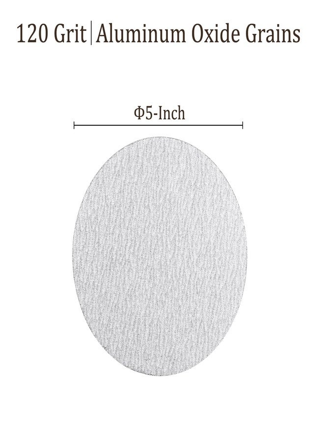 Kozelo 50 Pcs Sanding Discs Hook and Loop Backing - [5 Inch x 120 Grits] Aluminum Oxide White Sandpapers for Orbital Sander Round Sanding Papers - Image 3