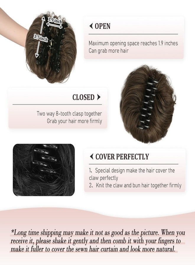 Aternal Claw Clip Messy Bun Hair Piece - Synthetic Human Brown Hair Buns Wavy Curly Chignon Extensions for Tousled Updo - Ponytail Hairpieces Scrunchie With Clip for Women, BROWN - Image 4