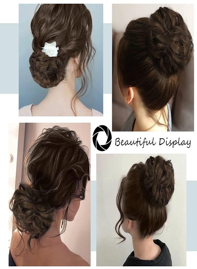 Aternal Claw Clip Messy Bun Hair Piece - Synthetic Human Brown Hair Buns Wavy Curly Chignon Extensions for Tousled Updo - Ponytail Hairpieces Scrunchie With Clip for Women, BROWN - Image 5
