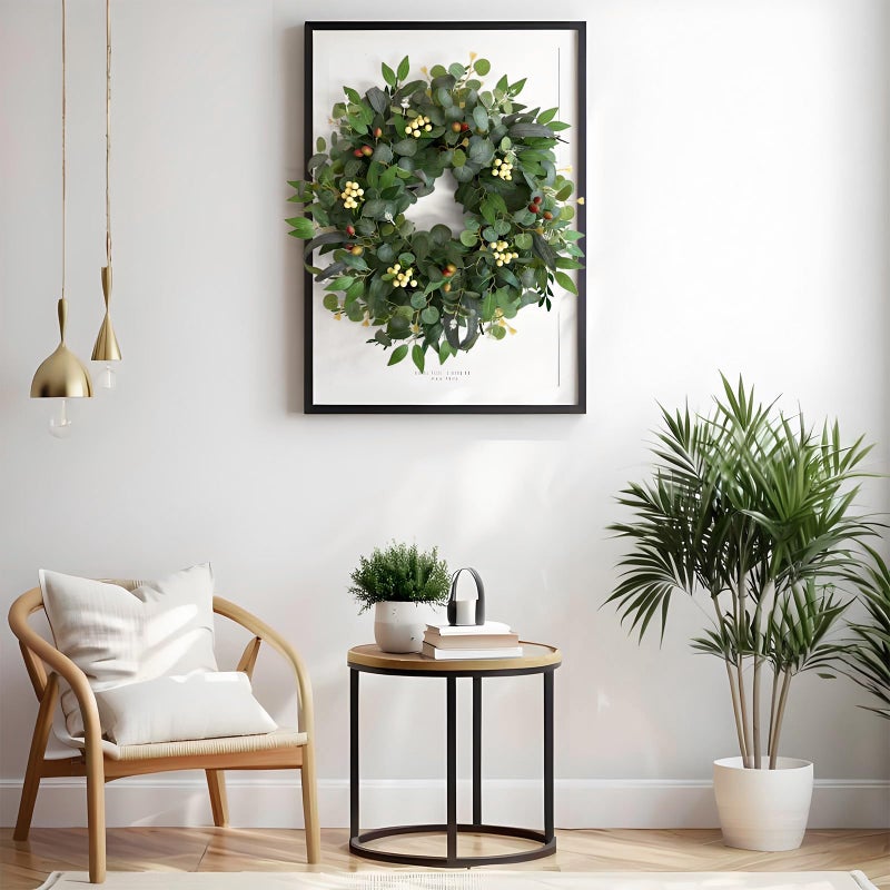 Ecerangus 22-24" Eucalyptus Wreaths for Front Door,Spring Summer Fall Autumn Winter Wreaths,Large Eucalyptus Greenery Wreath with Olive Leaves Berries for Front Door Outdoor Farmhouse Decor All Seasons - Image 5