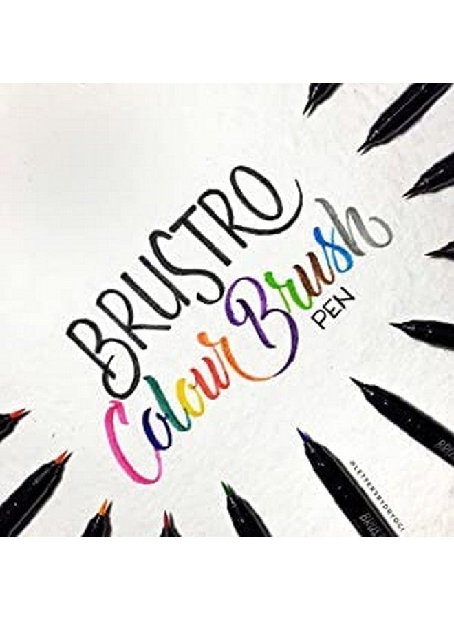 بروسترو مجموعة أقلام فرشاة ملونة مكونة من 12 قلمًا (قلم فرشاة ذو رأس صلب يعتمد على الصبغة) برأس مرن لتقنيات الحروف والرسم. - Image 3