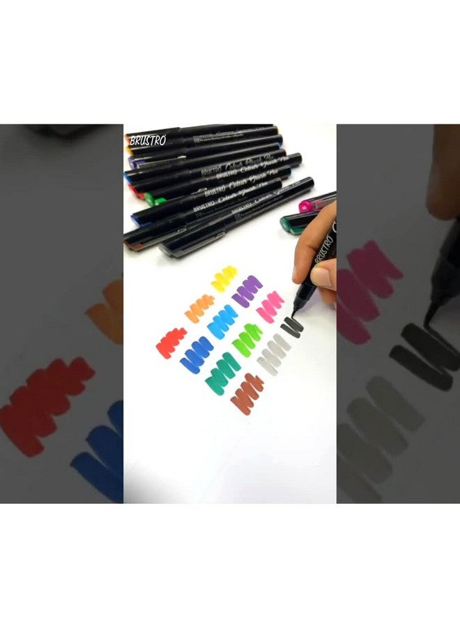 بروسترو مجموعة أقلام فرشاة ملونة مكونة من 12 قلمًا (قلم فرشاة ذو رأس صلب يعتمد على الصبغة) برأس مرن لتقنيات الحروف والرسم. - Image 5
