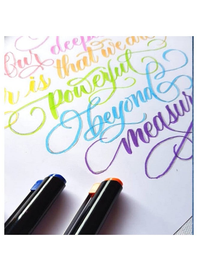 بروسترو مجموعة أقلام فرشاة ملونة مكونة من 12 قلمًا (قلم فرشاة ذو رأس صلب يعتمد على الصبغة) برأس مرن لتقنيات الحروف والرسم. - Image 4