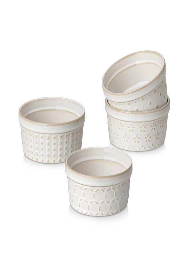 MALACASA Ramekins 4 Oz Oven Safe, Ceramic Creme Brulee Souffle Dishes, Pudding Custard Cups Ramekin For Baking, Small Dipping Sauce Bowls, Set of 4, Microwave and Dishwasher Safe, Arctic White - Image 1