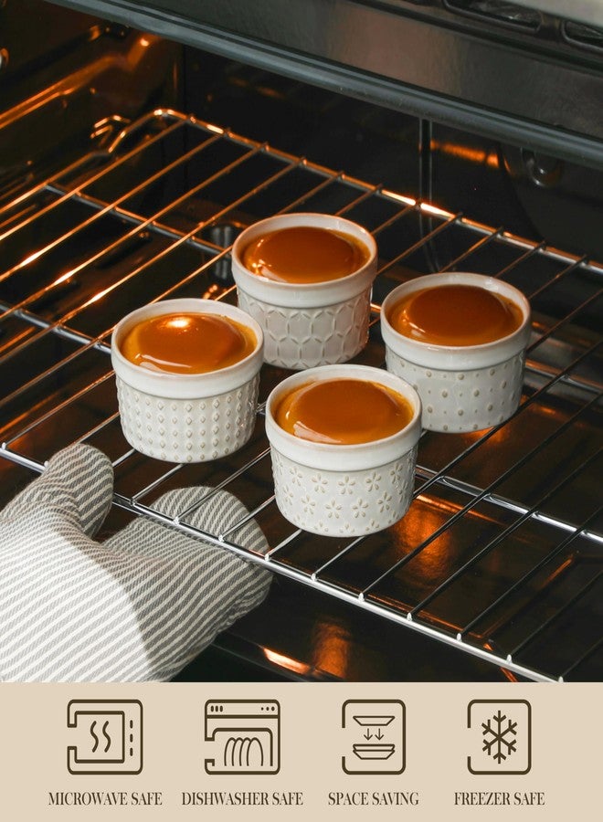 MALACASA Ramekins 4 Oz Oven Safe, Ceramic Creme Brulee Souffle Dishes, Pudding Custard Cups Ramekin For Baking, Small Dipping Sauce Bowls, Set of 4, Microwave and Dishwasher Safe, Arctic White - Image 2