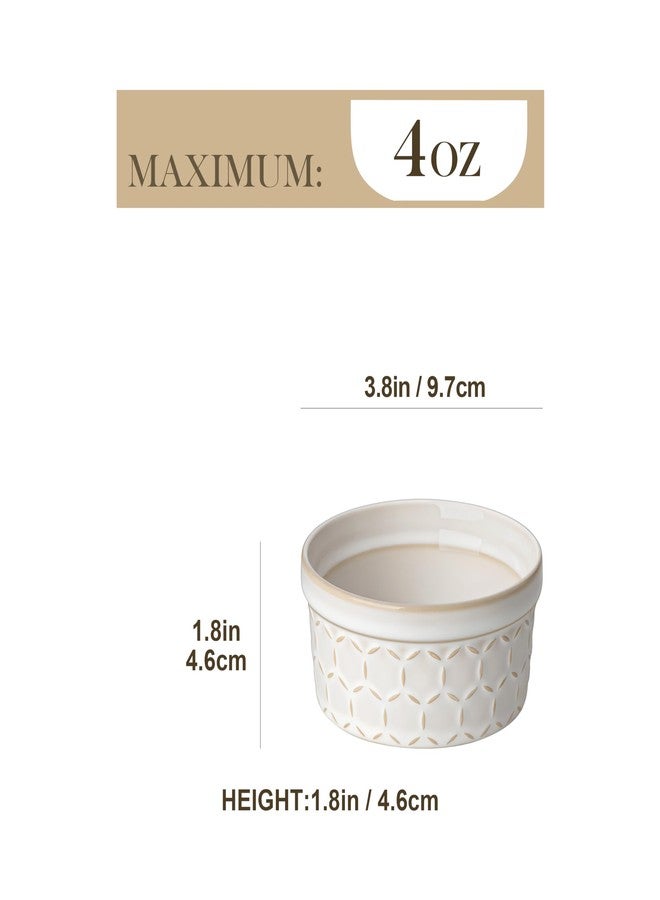 MALACASA Ramekins 4 Oz Oven Safe, Ceramic Creme Brulee Souffle Dishes, Pudding Custard Cups Ramekin For Baking, Small Dipping Sauce Bowls, Set of 4, Microwave and Dishwasher Safe, Arctic White - Image 3