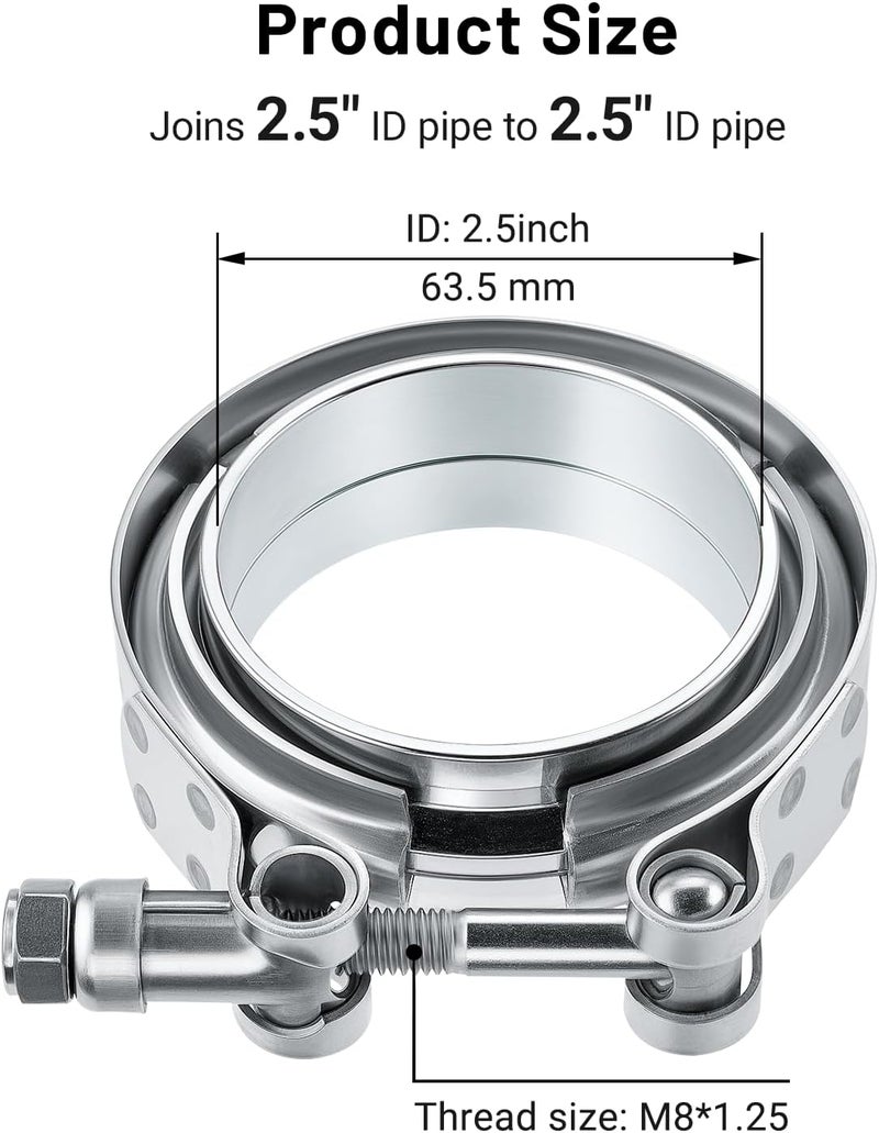 EVIL ENERGY Stainless Steel Exhaust V Band Clamp 2.5" - Image 2