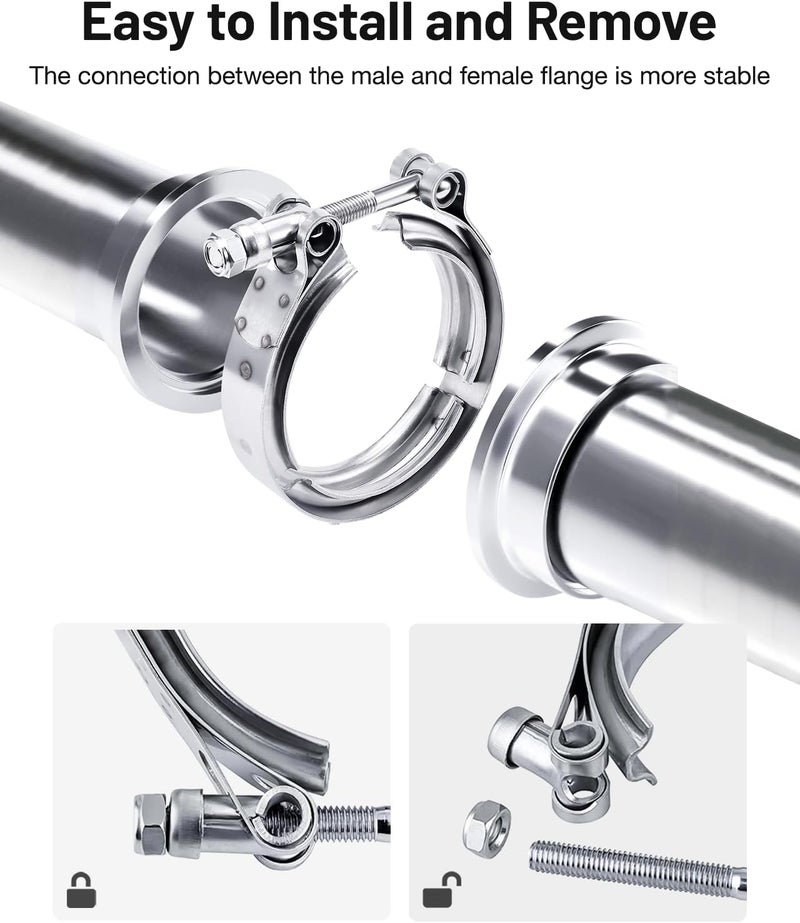 EVIL ENERGY Stainless Steel Exhaust V Band Clamp 2.5" - Image 4
