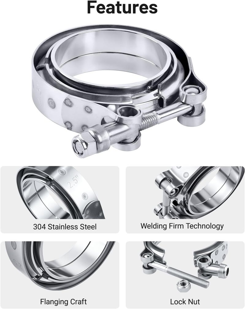 EVIL ENERGY Stainless Steel Exhaust V Band Clamp 2.5" - Image 5