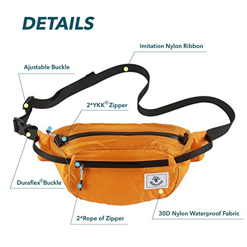 4Monster Hiking Waist Packs Portable,Water Resistant Fanny Pack Bags Lightweight with Adjustable Strap for Outdoor, Workout,Running,Hiking,Traveling,Biking,Camping and Fishing (Orange, 2L) - Image 2