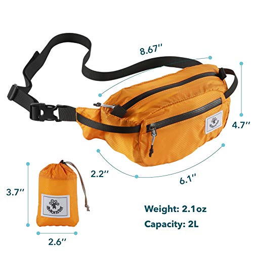 4Monster Hiking Waist Packs Portable,Water Resistant Fanny Pack Bags Lightweight with Adjustable Strap for Outdoor, Workout,Running,Hiking,Traveling,Biking,Camping and Fishing (Orange, 2L) - Image 3