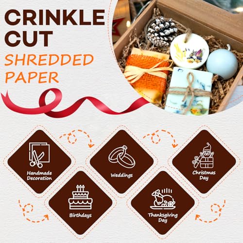 RowinsyDD 3LB Kraft Crinkle Paper Filler, Brown Cut Shredded Paper for Gift Baskets Packaging Wrapping Cushion Stuffing Box Filler for Easter Christmas Wedding Birthday Bridesmaid - Image 4