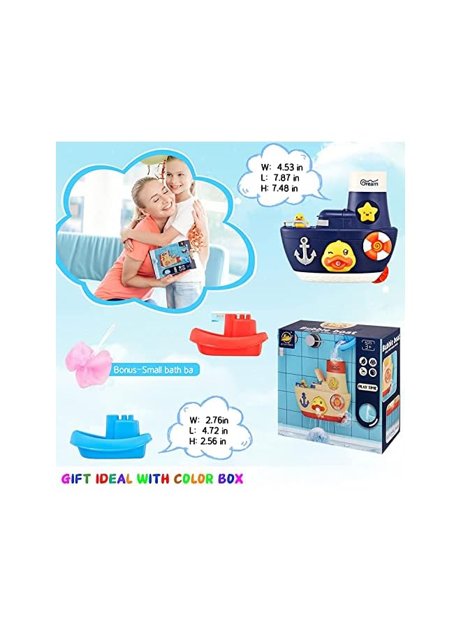 Bath Toys, Fill and Spin Boat with Suction Cups, Shower Gel Box, Floating Duck, 2 Stacking Boats, Bathtub Tub Wall Toys for Boy Girl Kids Gifts, Shower Toy Bathroom Floating Water Squirting Toys - Image 3