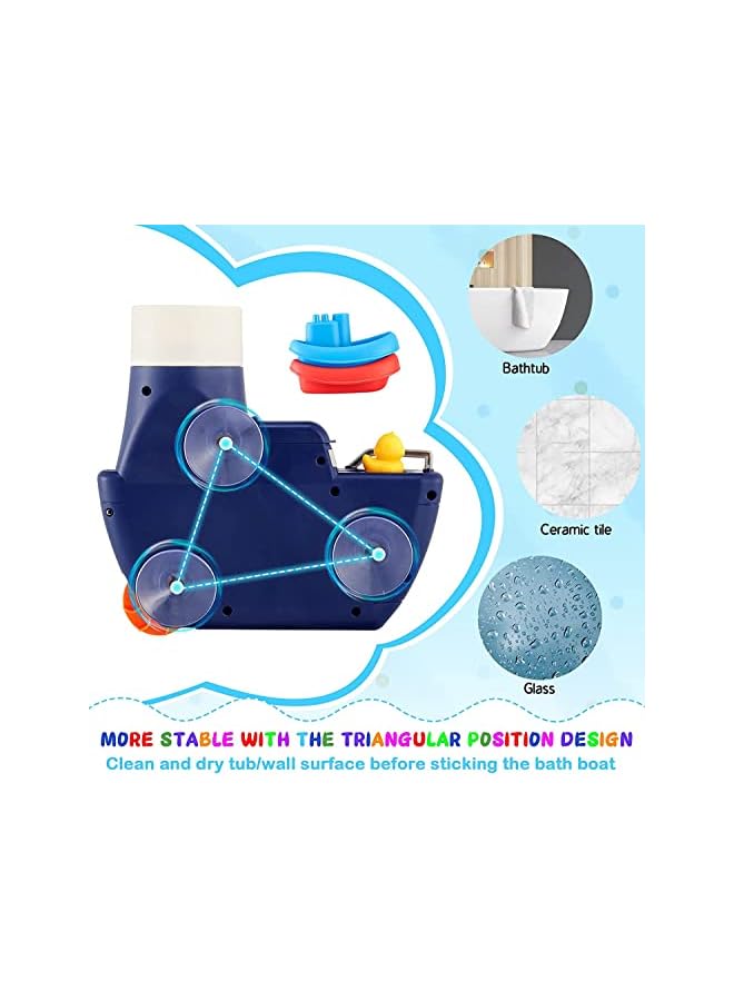 Bath Toys, Fill and Spin Boat with Suction Cups, Shower Gel Box, Floating Duck, 2 Stacking Boats, Bathtub Tub Wall Toys for Boy Girl Kids Gifts, Shower Toy Bathroom Floating Water Squirting Toys - Image 5