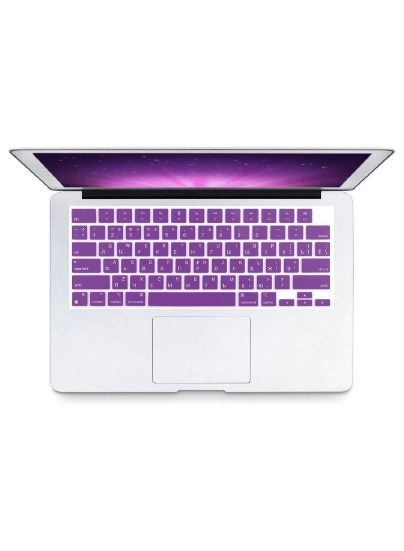 AMM US Version Russian English Silicone Keyboard Cover Skin for M2 MacBook Air 13.6 inch 2022 A2681 & MacBook Pro 14 inch 2022 2021 A2442 M1 & MacBook Pro 16 inch 2022 2021 A2485 M1, Purple - Image 3