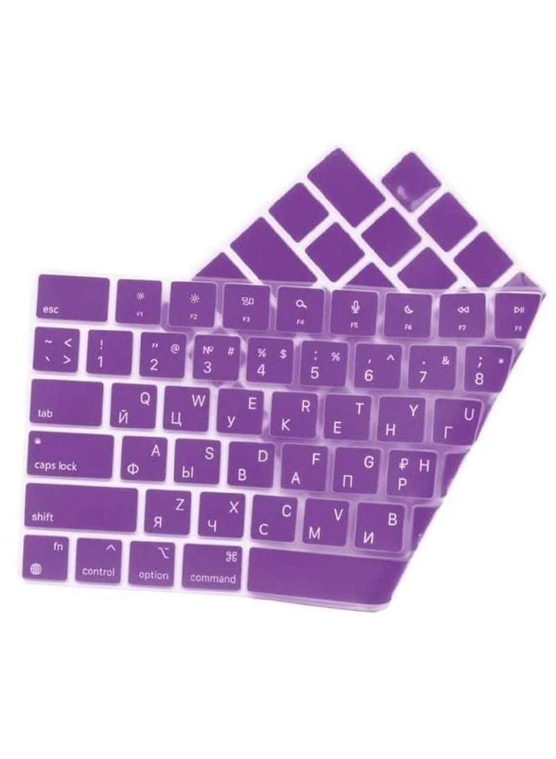 AMM US Version Russian English Silicone Keyboard Cover Skin for M2 MacBook Air 13.6 inch 2022 A2681 & MacBook Pro 14 inch 2022 2021 A2442 M1 & MacBook Pro 16 inch 2022 2021 A2485 M1, Purple - Image 4