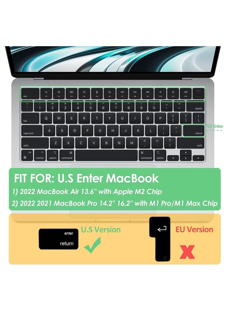 AMM US Version Russian English Silicone Keyboard Cover Skin for M2 MacBook Air 13.6 inch 2022 A2681 & MacBook Pro 14 inch 2022 2021 A2442 M1 & MacBook Pro 16 inch 2022 2021 A2485 M1, Purple - Image 2