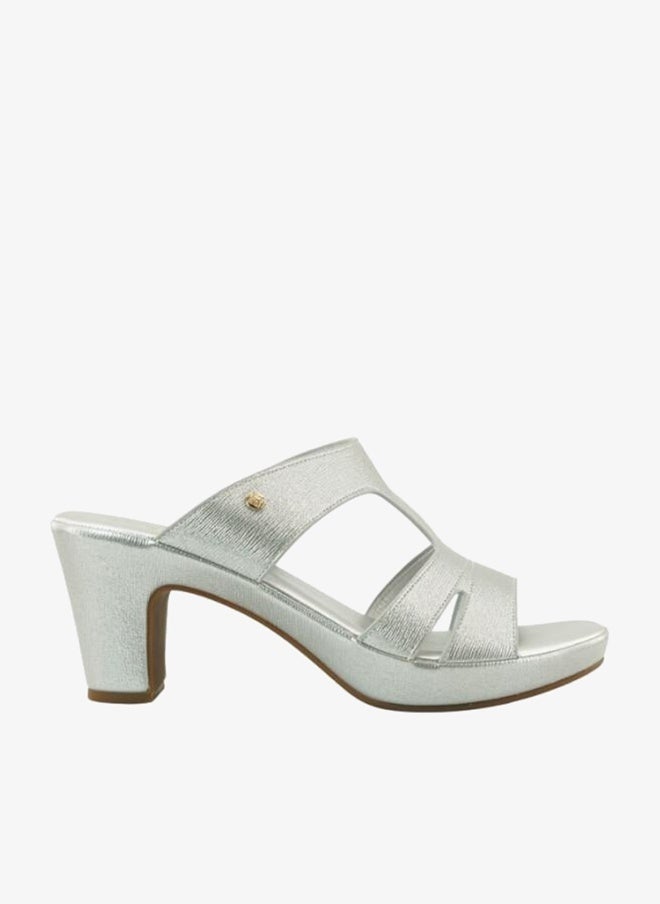 ميشيل مورجان 092-3102 Michelle Morgan Ladies Mid Heel Sandals 514ZD099 Silver - Image 1