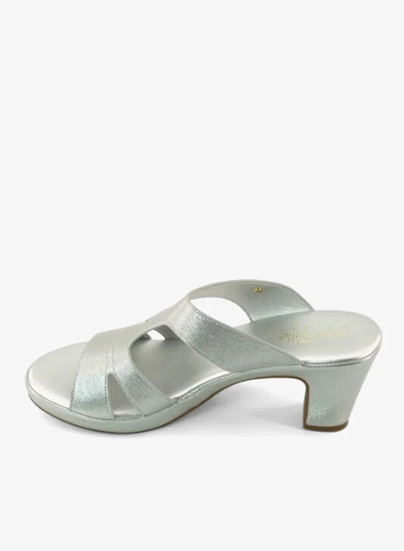Michelle Morgan Silver 092-3102 Michelle Morgan Ladies Mid Heel Sandals 514ZD099 Silver for Women | Best Price UAE