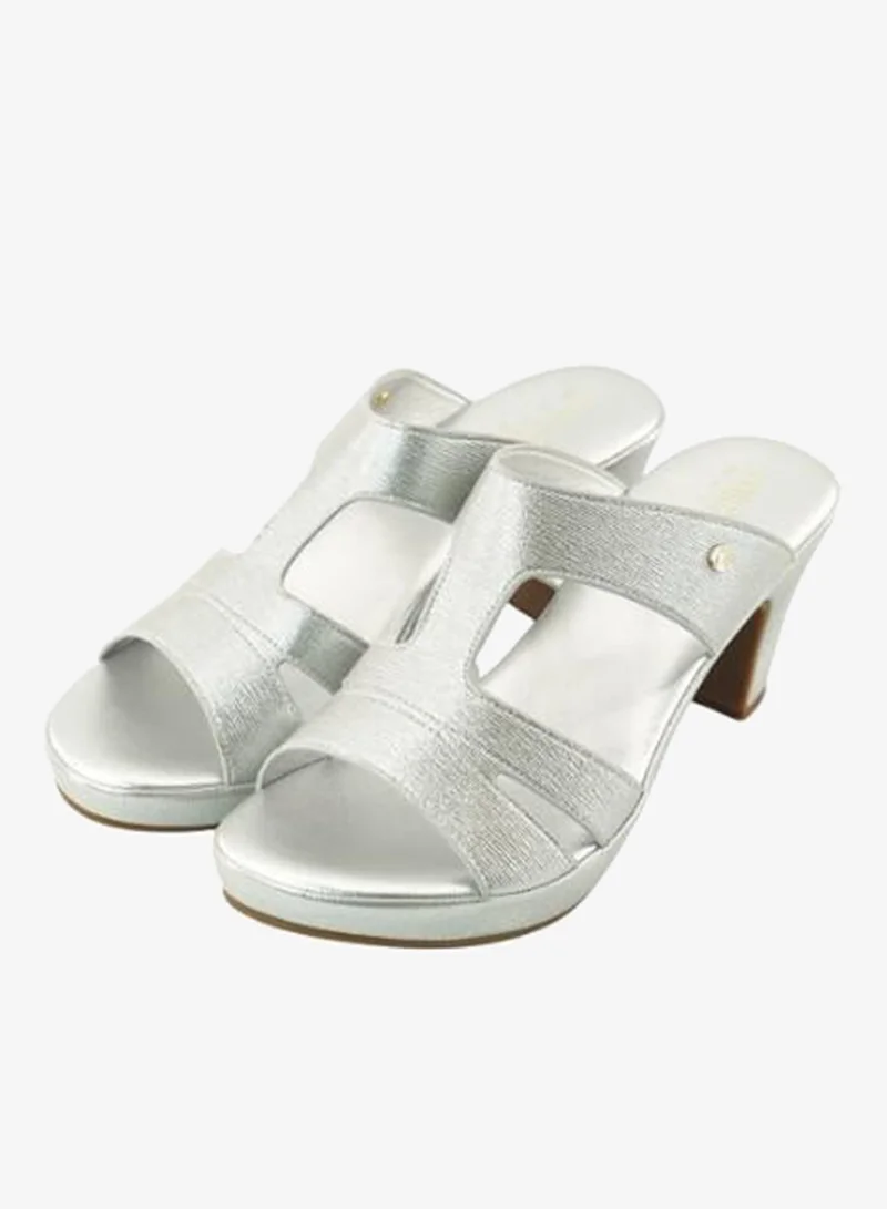 Michelle Morgan Silver 092-3102 Michelle Morgan Ladies Mid Heel Sandals 514ZD099 Silver for Women | Best Price UAE