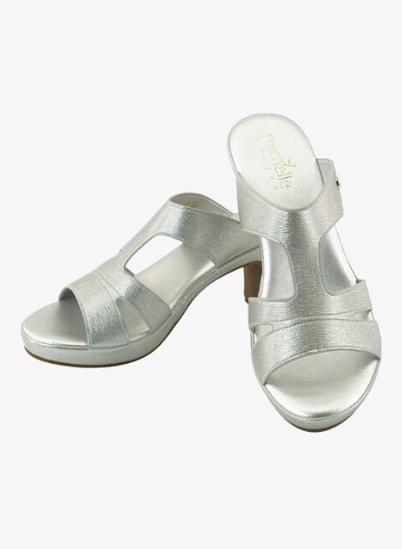 ميشيل مورجان 092-3102 Michelle Morgan Ladies Mid Heel Sandals 514ZD099 Silver - Image 2