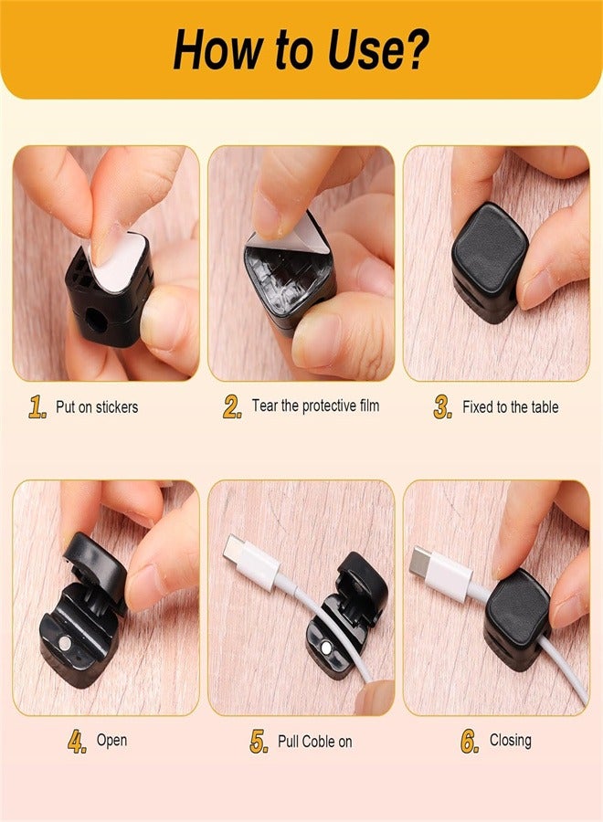 Magnetic Cord Organizer Holder, 6 Pack Desk Cable Clips Management, Hide Phone Charging Cable Keeper, Strong Adhesive Wire Charger Holder for Home Office Desk Phone Car Wall Desktop Nightstand - Image 3