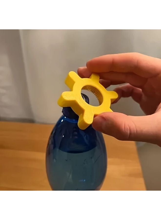 فتاحة زجاجات بلاستيكية صفراء يدوية سهلة الإمساك مع غطاء دوار مقبض مريح ومتين لأدوات المطبخ - Image 5