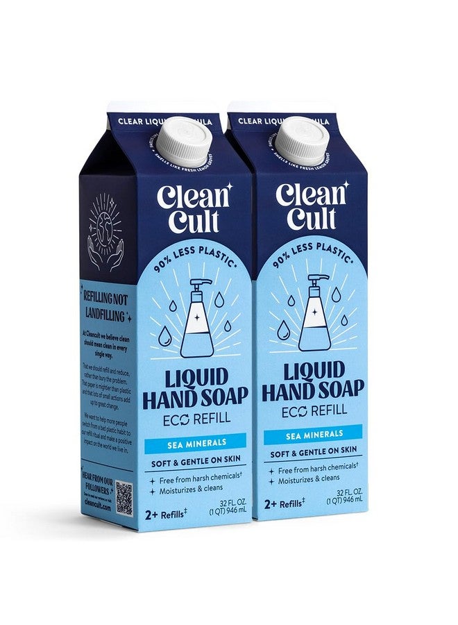 Cleancult Liquid Hand Soap Refills Sea Minerals Made With Aloe Vera & Essential Oil Blend Nourishes & Moisturizes Dry & Sensitive Skin Eco Friendly Paperbased Packaging 32 Oz2 Pack - Image 1