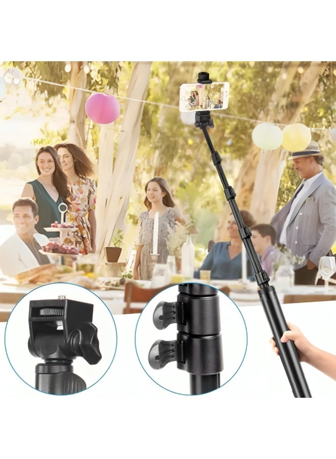 NeePho Professionally designed heavy duty extendable tripod for perfect shooting stability NP-Z3 , 360° pan-tilt head with 90° tilt, adjustable aluminum legs, compatible with cameras and phones, equipped with a quick release base, retractable rubber feet, and a center hook for increased stability in difficult conditions - ideal for night photography, videos, live streaming, and professional photography in and out of the studio  - Image 4