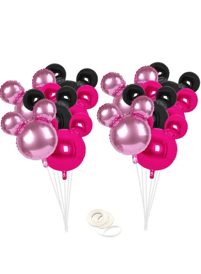 PARTVON 12 Pieces Minnie Party Balloons, Black, Rose Red, Pink Balloons for Mouse Party Decoration, Baby Shower, Girls Party Kids Birthday Minnie Theme Party Decoration Supplies  - Image 1