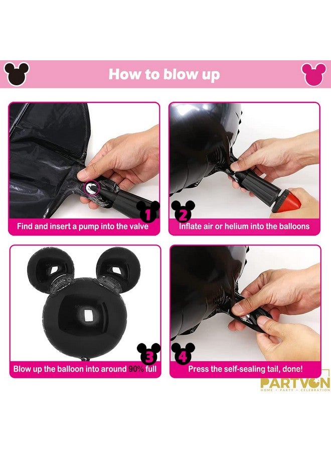 PARTVON 12 Pieces Minnie Party Balloons, Black, Rose Red, Pink Balloons for Mouse Party Decoration, Baby Shower, Girls Party Kids Birthday Minnie Theme Party Decoration Supplies  - Image 5