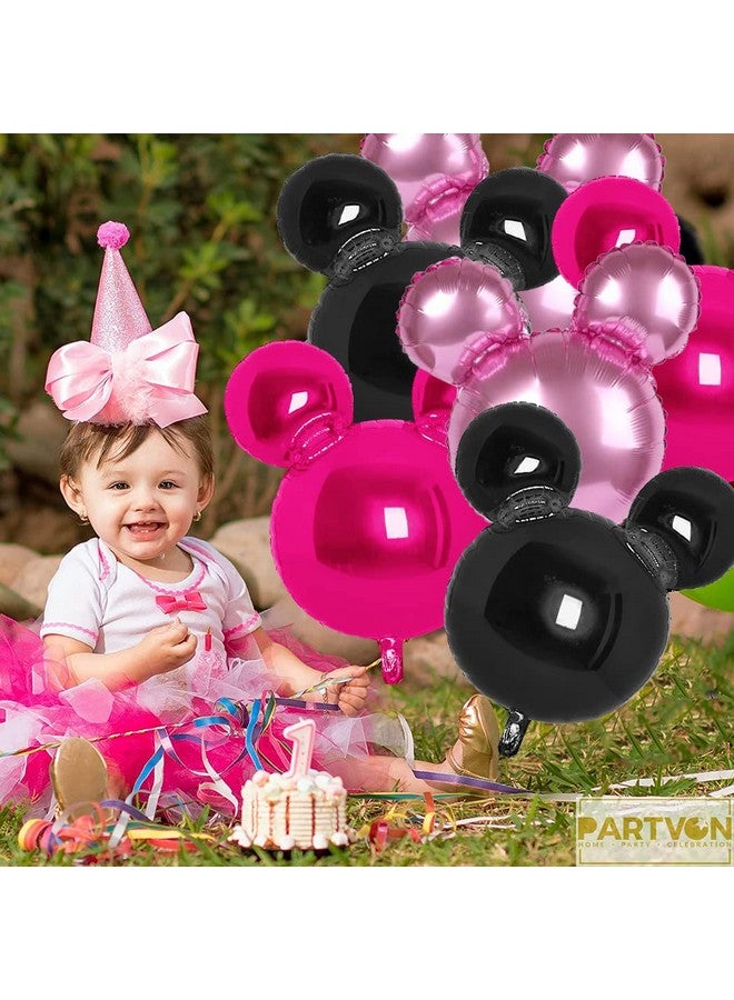 PARTVON 12 Pieces Minnie Party Balloons, Black, Rose Red, Pink Balloons for Mouse Party Decoration, Baby Shower, Girls Party Kids Birthday Minnie Theme Party Decoration Supplies  - Image 4