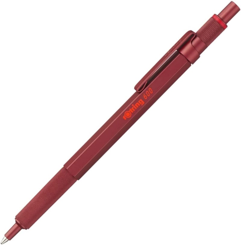 Rotring 600 Ballpoint Pen, Medium Point, Black Ink, Red Barrel, Refillable - Image 4
