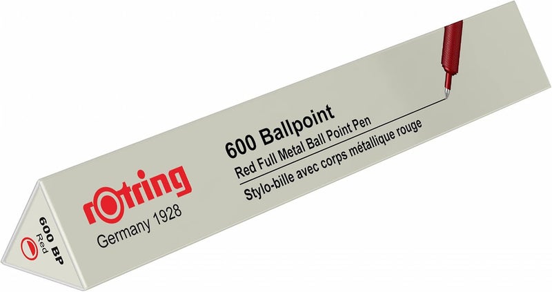 Rotring 600 Ballpoint Pen, Medium Point, Black Ink, Red Barrel, Refillable - Image 3