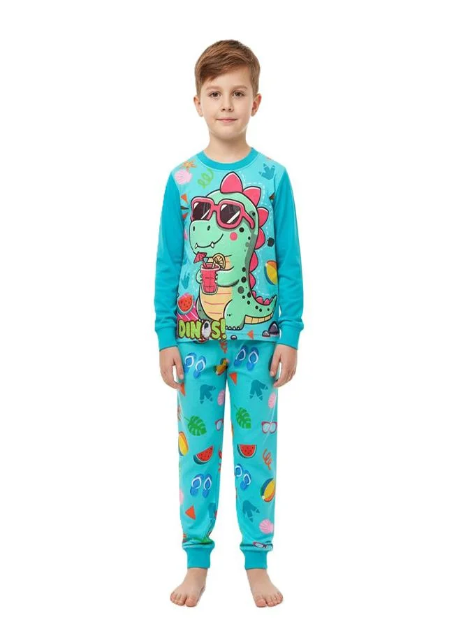 babyqlo Beach Fun Dinosaur Boys Glow in the dark Pajama Set