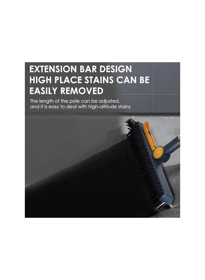 PROMASS 3 in 1 Floor Scrub Brush, Tub Tile Scrubber with Long Adjustable Handle and Squeegee, Flexible Rotation Window Stiff Bristle Cleaner for Kitchen, Bath, Bathtub, Floor, Baseboard, Wall, Patio, ​​Blue - Image 5