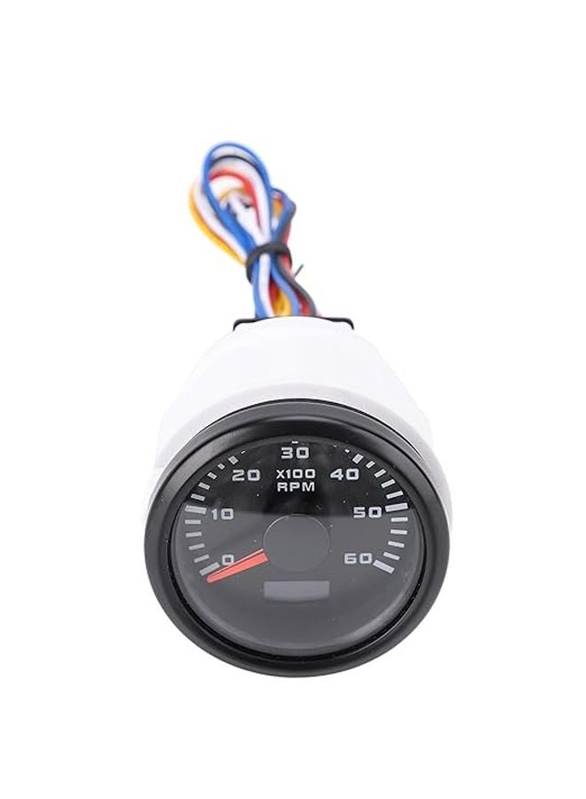 Marine Tachometer Gauge 6000RPM with Hour Meter 7 Color Backlight for Boats Trucks Tractors Black Dial Black Cover - Image 1