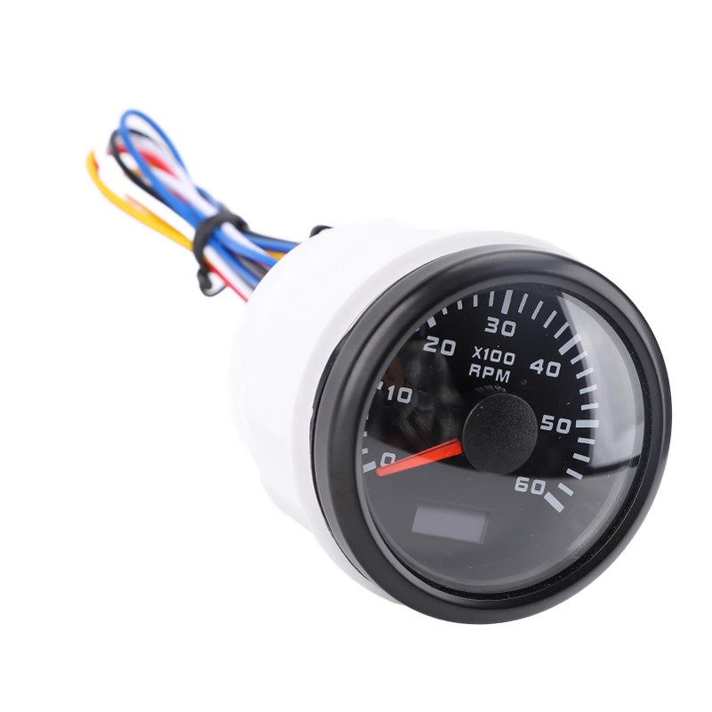 Marine Tachometer Gauge 6000RPM with Hour Meter 7 Color Backlight for Boats Trucks Tractors Black Dial Black Cover - Image 4