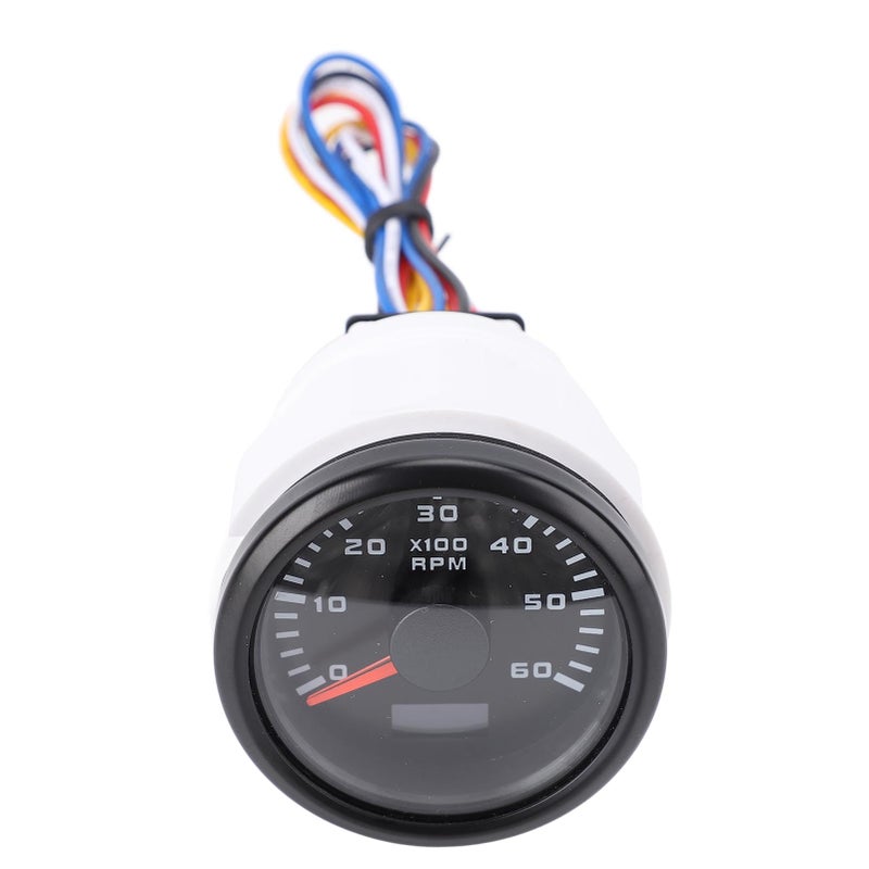 Marine Tachometer Gauge 6000RPM with Hour Meter 7 Color Backlight for Boats Trucks Tractors Black Dial Black Cover - Image 2