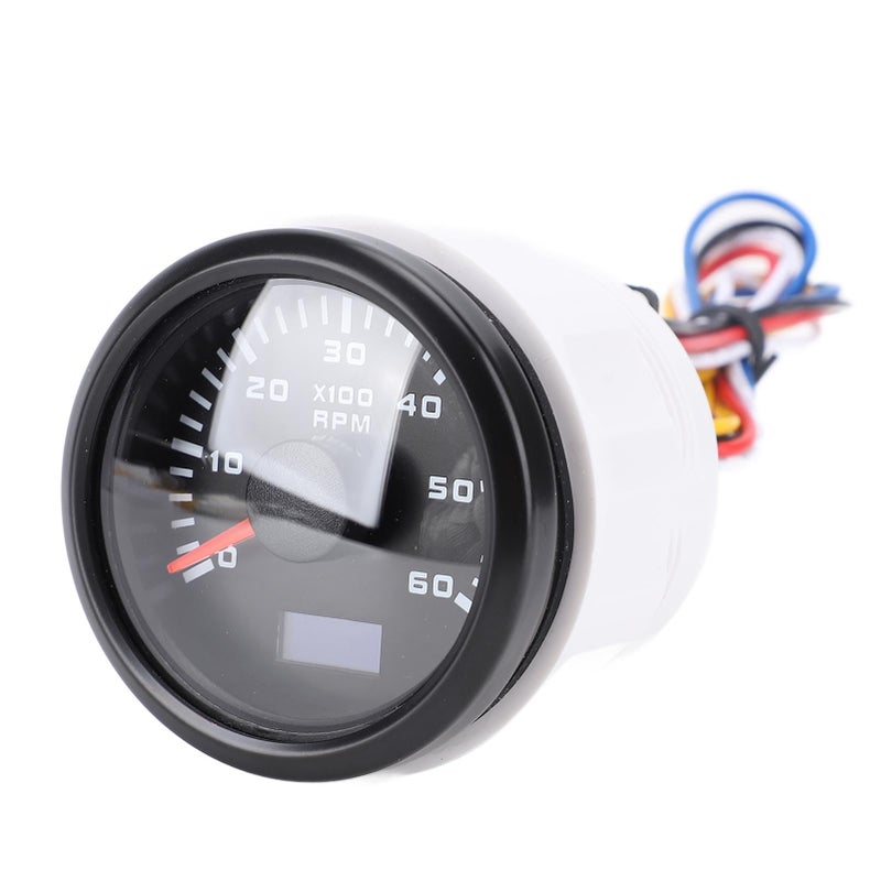 Marine Tachometer Gauge 6000RPM with Hour Meter 7 Color Backlight for Boats Trucks Tractors Black Dial Black Cover - Image 3